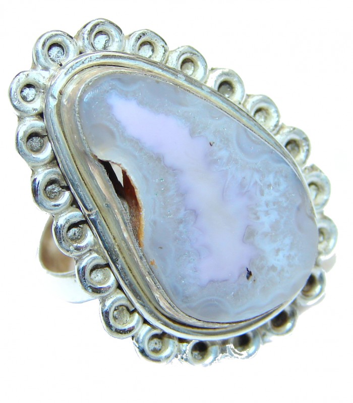 Huge Exotic Druzy Agate Sterling Silver Ring s. 8 3/4