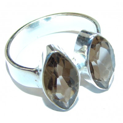 Authentic Smoky Quartz .925 Sterling Silver handcrafted ring s. 8 1/2