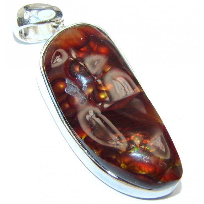Perfect Mexican Fire Agate Sterling Silver handmade Pendant