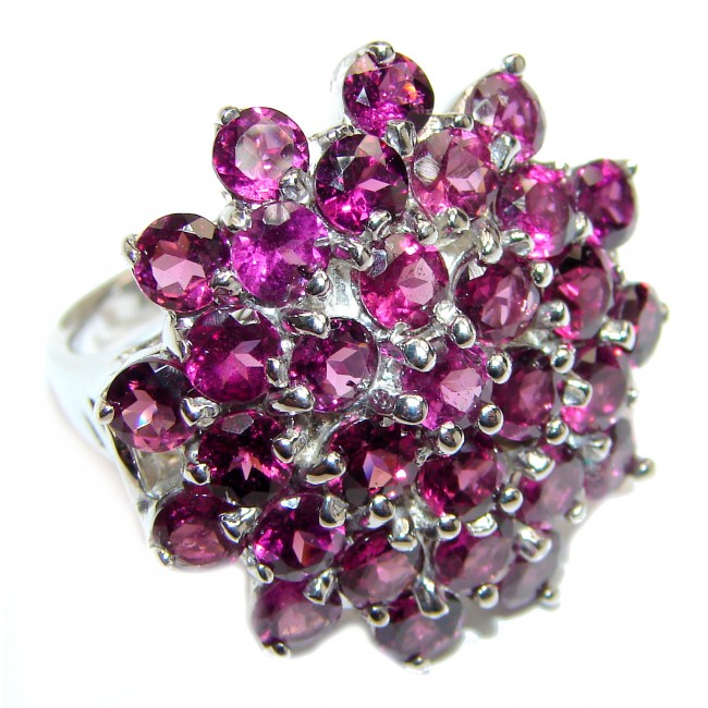 Dazzling natural Red Garnet & .925 Sterling Silver handcrafted ring size 9