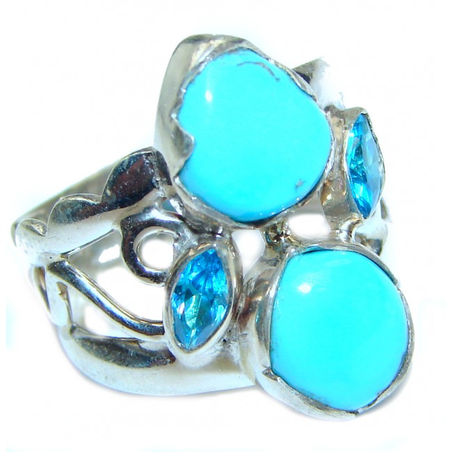 Natural Sleeping Beauty Turquoise .925 Sterling Silver handcrafted Ring s. 7