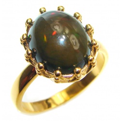 Vintage Design 2.5ctw Genuine Black Opal .925 Sterling Silver handmade Ring size 8