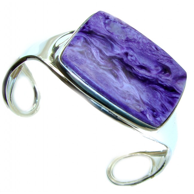 Incredible Genuine Siberian Charoite .925 Sterling Silver handcrafted Bracelet / Cuff