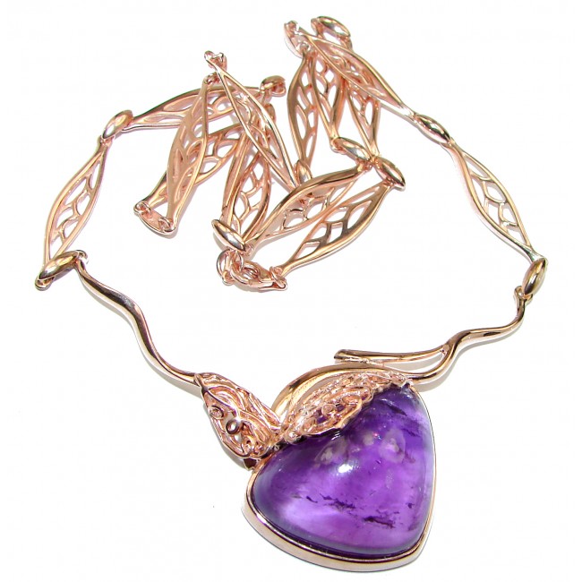 Great genuine Amethyst Rose Gold over .925 Sterling Silver handmade Necklace