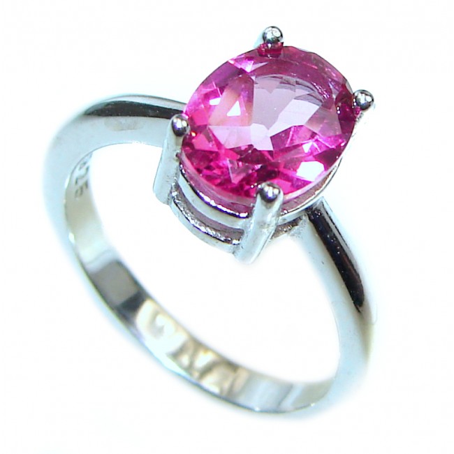Perfect and Simple Pink Sapphire .925 Sterling Silver Ring s. 6 1/4