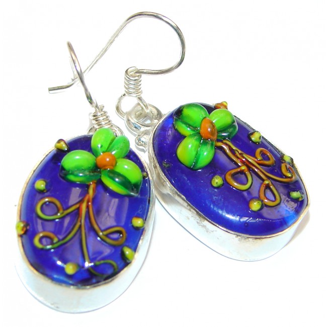 Handcrafted In Mexico Dichroic Glass .925 Sterling Silver handcrafted earrings