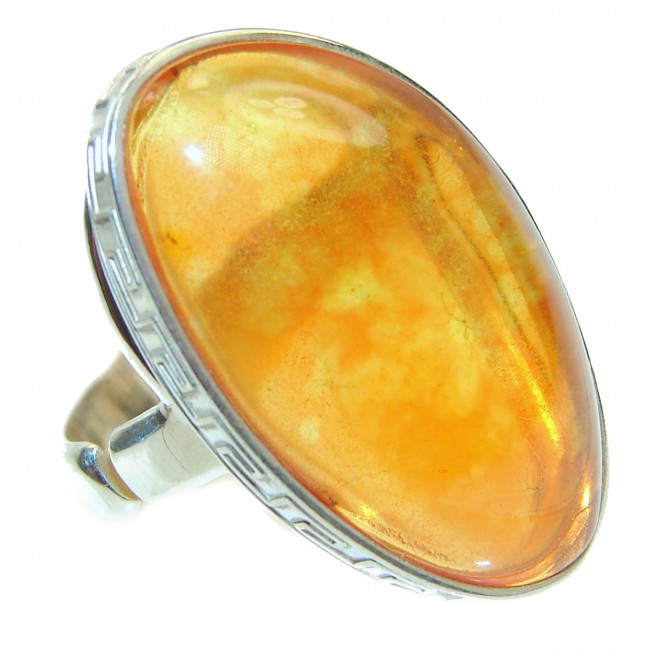Excellent Vintage Design Baltic Amber .925 Sterling Silver handcrafted Ring s. 9 3/4