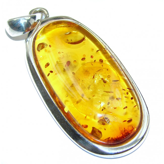 Natural Honey Baltic Amber 14K Gold over .925 Sterling Silver handmade Pendant