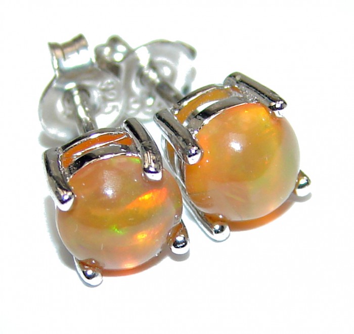 Dazzling natural Mexican Precious Fire Opal .925 handcrafted earrings