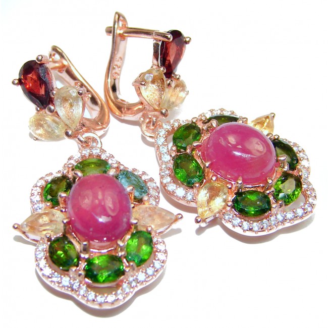 Stunning Authentic Ruby 18K Gold over .925 Sterling Silver handmade earrings