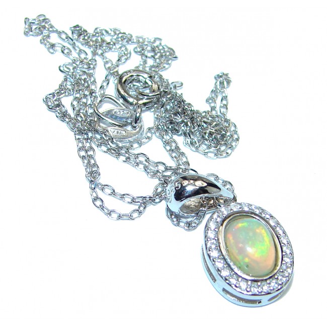Ethiopian Fire Opal .925 Sterling Silver handmade Necklace