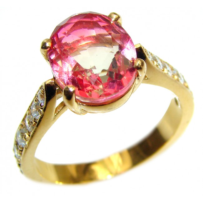 Top Quality Tourmaline 18K Gold over .925 Sterling Silver handcrafted Ring s. 8 3/4