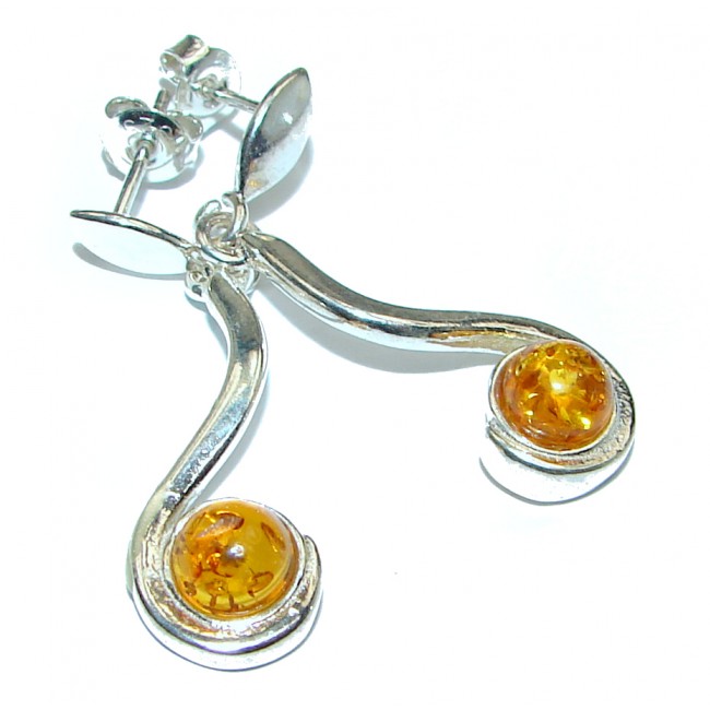 Wonderful Amber .925 Sterling Silver entirely handcrafted earrings