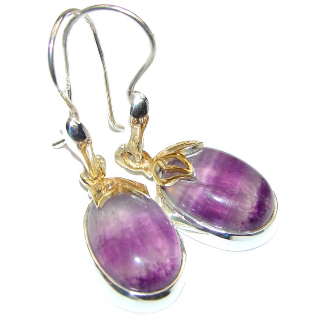 Exclusive genuine Fluorite 14K Gold over .925 Sterling Silver handcrafted earrings