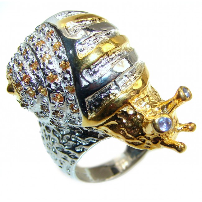 Huge Golden Snail .925 Sterling Silver handmade HUGE Ring size 9