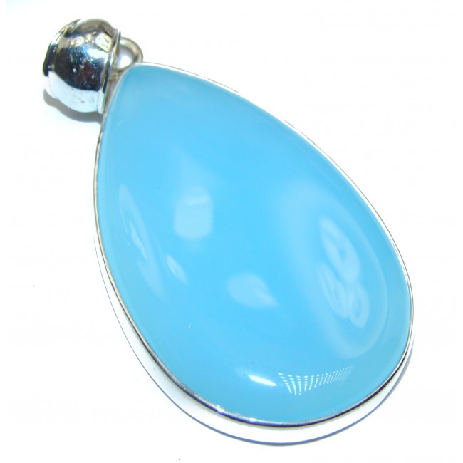Natural huge Chalcedony Agate .925 Sterling Silver handmade Pendant