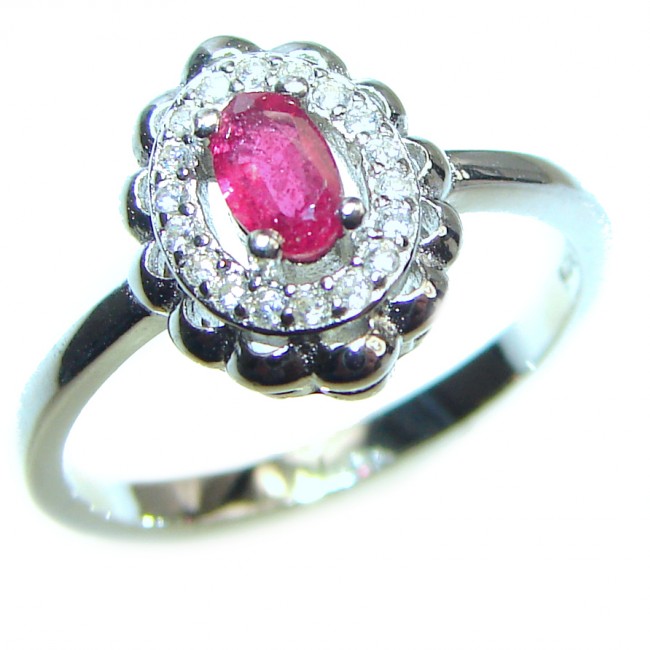 Genuine Ruby .925 Sterling Silver handcrafted Statement Ring size 6