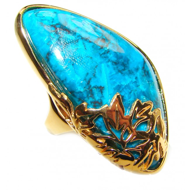 Stone Of Harmony Parrots Wing Chrysocolla 14K Gold over .925 Sterling Silver ring s. 8