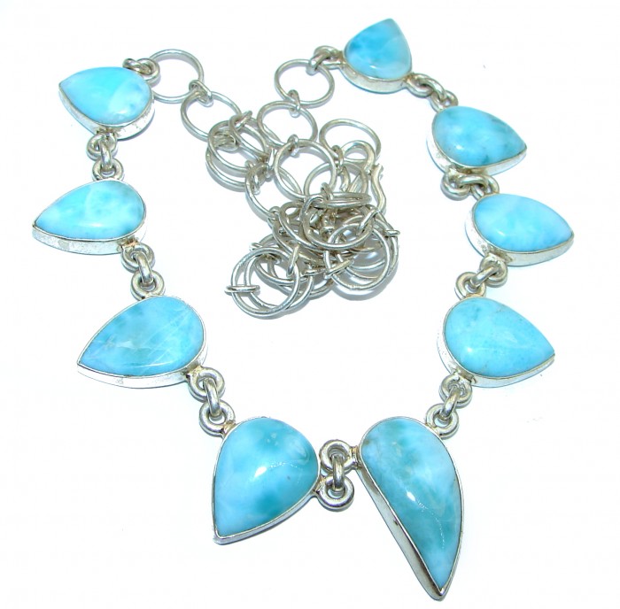 Authentic Larimar .925 Sterling Silver handmade Necklace