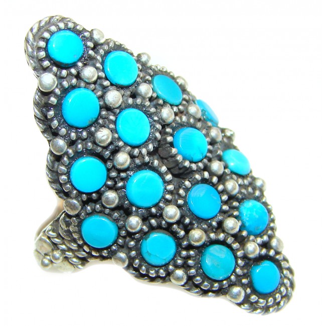 Natural Turquoise .925 Sterling Silver handmade ring s. 8 3/4