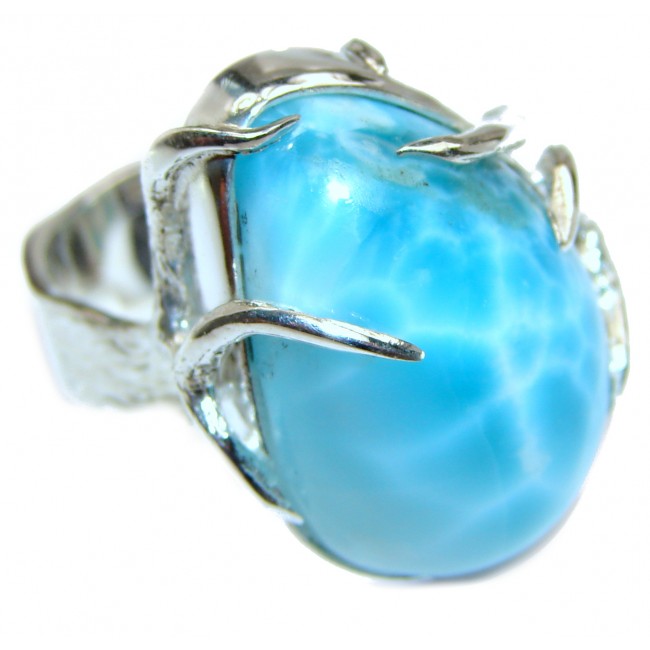 Aqua Natural Dominican Republic Larimar .925 Sterling Silver handcrafted Ring s. 9