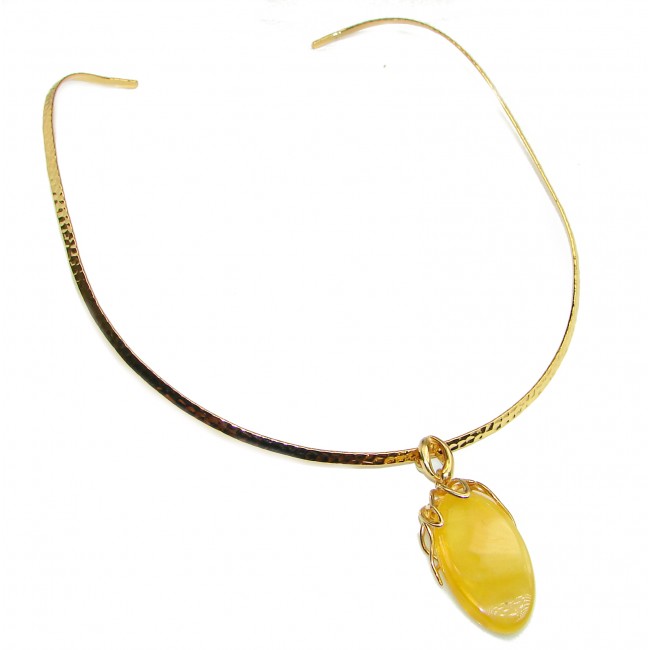 Natural Polish Amber 18K Gold over .925 Sterling Silver handcrafted necklace