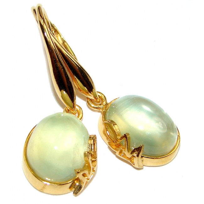 Authentic Moss Prehnite 14K Gold over .925 Sterling Silver handmade earrings