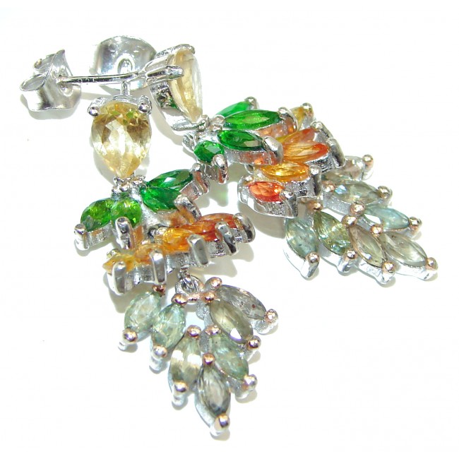 Nature Inspired Authentic Citrine Peridot .925 Sterling Silver handmade earrings