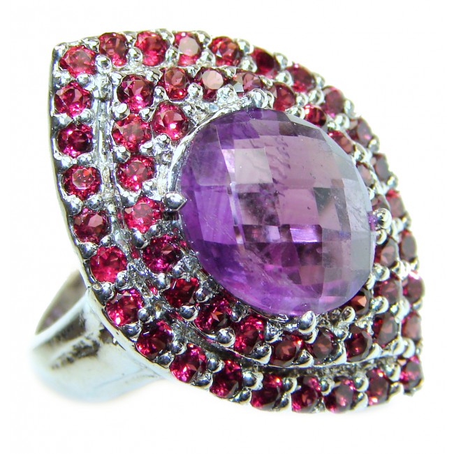 Royal purple authentic Amethyst .925 Sterling Silver Statement Ring size 8 3/4