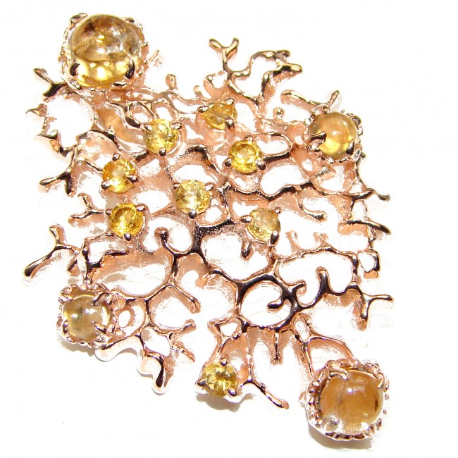 Ocean Reef genuine Citrine 14K Gold over .925 Sterling Silver handmade pendant