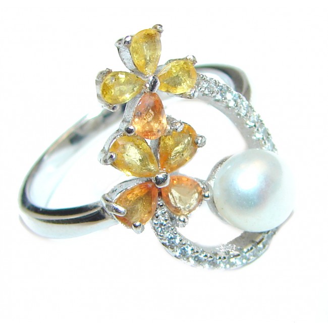 Blister Pearl yellow Sapphire .925 Sterling Silver handmade ring size 7 3/4