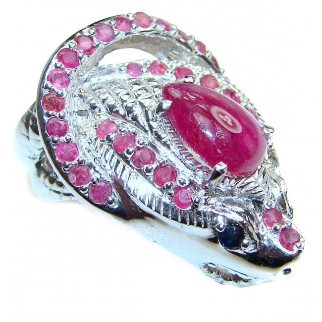 Large Cobra gebuine Ruby .925 Sterling Silver handcrafted Statement Ring size 10