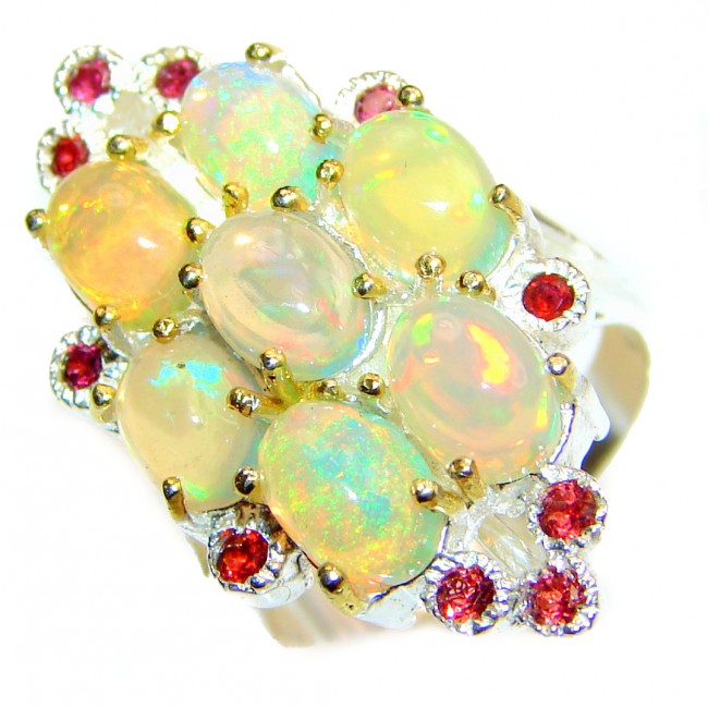 Open Sky Ethiopian Opal 18k Gold over .925 Sterling Silver handcrafted ring size 7