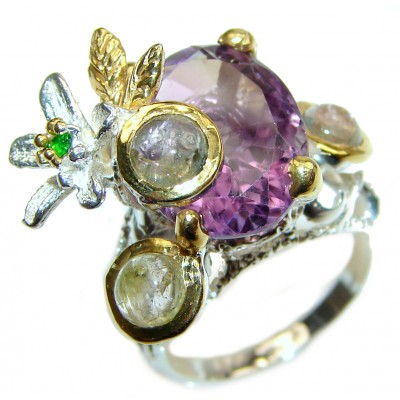 Purple Perfection Amethyst Rutilated quartz .925 Sterling Silver Ring size 7 1/4