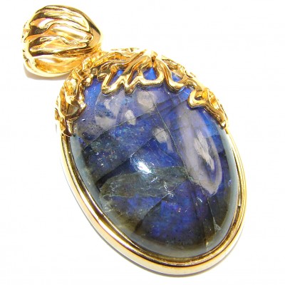 Blue Fire Labradorite 18K Gold over .925 Sterling Silver handcrafted Pendant