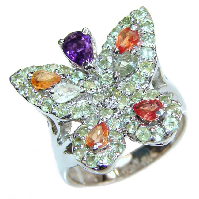 Sublime Butterfly Multigem .925 Sterling Silver handmade Ring s. 8 1/4