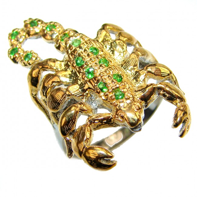 Scorpio Authentic Emerald 14k Gold over .925 Sterling Silver Statement ring size 8 3/4