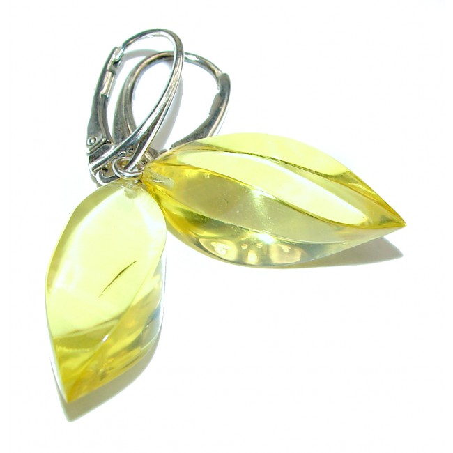 Her Majesty Genuine faceted Baltic Amber .925 Sterling Silver handcrafted Earrings