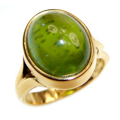 Authentic 20ct Green Tourmaline Yellow gold over .925 Sterling Silver brilliantly handcrafted ring s. 5