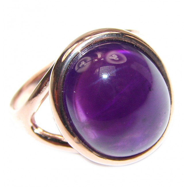 Authentic 35ctw Amethyst rose gold over .925 Sterling Silver brilliantly handcrafted ring s. 7