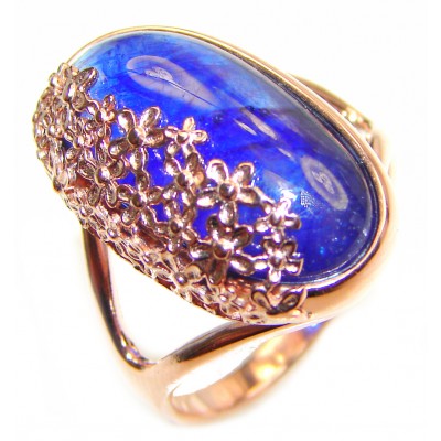 Genuine 27.3ctw Sapphire rose Gold over .925 Sterling Silver handcrafted Statement Ring size 9 1/2