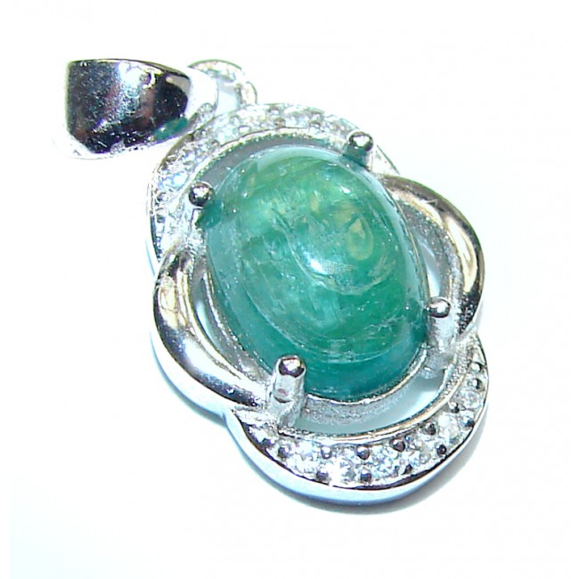 Victorian Style protective power Emerald Sterling Silver Pendant
