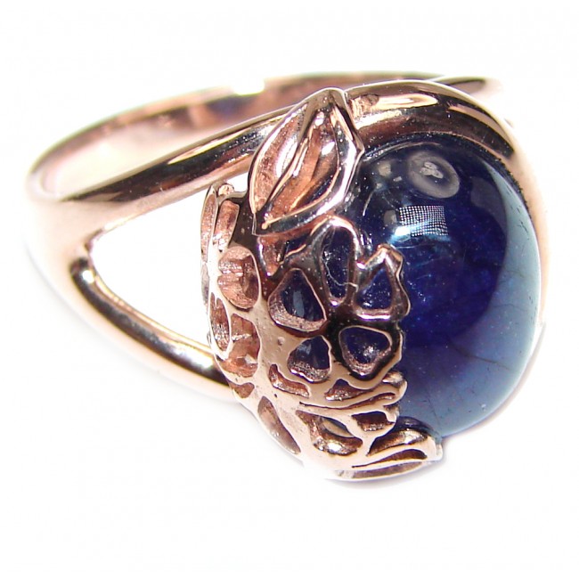 Genuine 15.1ctw Sapphire rose Gold over .925 Sterling Silver handcrafted Statement Ring size 7 1/4