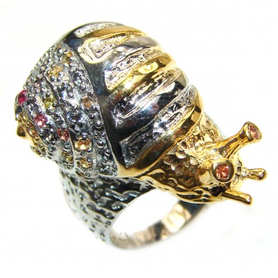 Huge Golden Snail .925 Sterling Silver handmade HUGE Ring size 8 1/4