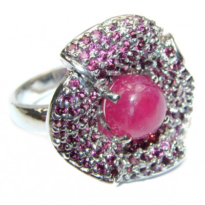 Red Rose Authentic Ruby Garnet .925 Sterling Silver Ring size 8 3/4
