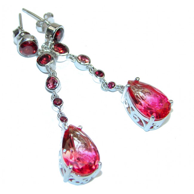 Precious Pink Tourmaline .925 Sterling Silver entirely handmade earrings