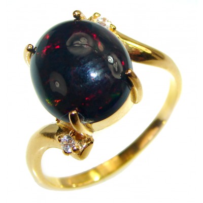 Vintage Design 3.2ctw Genuine Black Opal 14K Gold over .925 Sterling Silver handmade Ring size 8