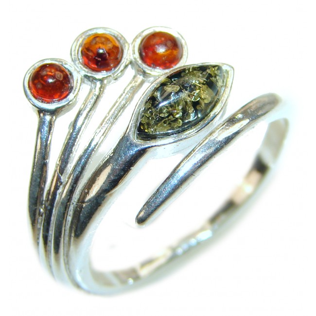 Genuine Baltic Amber .925 Sterling Silver handmade Ring size 9