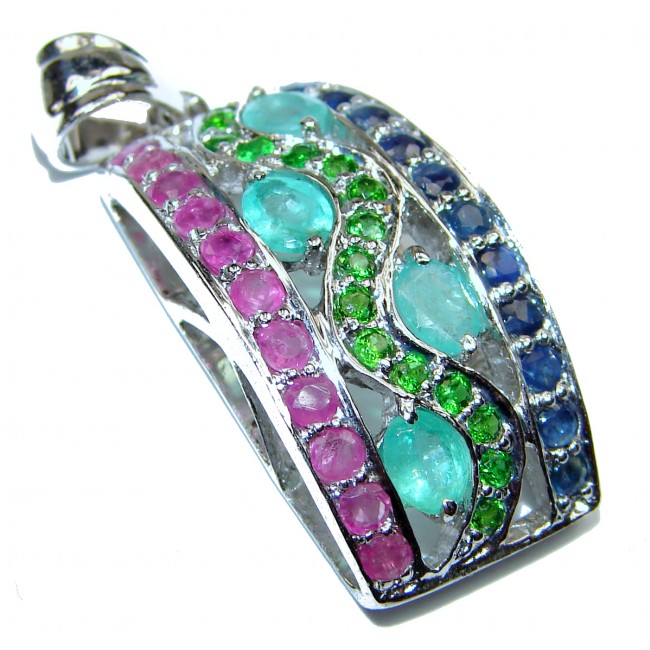 Mia Ruby Emerald Sapphire .925 Sterling Silver handcrafted pendant