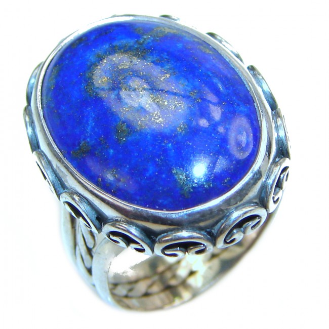 LARGE Natural Lapis Lazuli .925 Sterling Silver handcrafted ring size 6